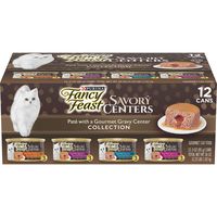 Purina Fancy Feast Pate Wet Cat Food Variety Pack, Savory Centers Pate with a Gravy Center - (2 Packs of 12) 3 oz. Pull-Top Cans
