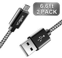 Micro USB Cable, Vogek 2-Pack 6.6ft Nylon-Braided Quick Charge Data Sync Cable Cord with Metal Connectors for Samsung, Kindle, HTC, Nexus, LG, Sony, Xbox, PS4, and More - Black