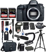 Canon EOS 6D Mark ii Full Frame DSLR Camera Body Only USA (Black) 19PC Professional Accessory Bundle Package Deal - Includes SanDisk Extreme Pro 64gb SD Card + Extended Battery (LP-E6) + More