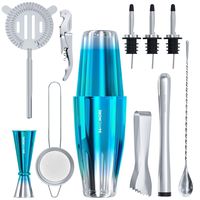 Luxury Bar Set - Mixology Bartender Kit - Cocktail Shaker Set Bar Tool Accessories for Home and Professional Bartending, Cocktail Strainer, Jigger, Muddler, Bar Spoon, Bottle Opener, Pour Spouts