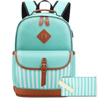 School Backpack for Girls College Laptop Backpack for Women fit 15.6" Laptop School Bag With USB Charging Port Green