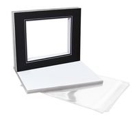 Golden State Art Pack of 10 Double Mats 11x14 Core Bevel Cut for 8x10 Pictures + Backing + Bags, 11" x 14", Black/White/Clear