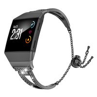 Wearlizer Bling Band Compatible for Fitbit Ionic Bands Women, Stainless Steel Bling Replacement Band Bracelet with Diamond Rhinestones X-Link Compatible Fitbit Ionic Small Large (Black)