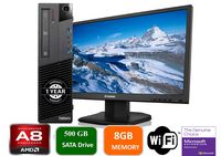 Lenovo ThinkCentre M78 Small Form Factor Desktop Computer (AMD A8-6500B 3.4GHz, 8GB DDR3 RAM, 500GB Sata Drive, DVD-ROM,USB WiFi, Windows 10 Pro (64-Bit) with 24" LCD (Renewed)
