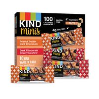KIND Bar Mini's, Peanut Butter Dark Chocolate/Cherry Cashew, Gluten Free, Low Sugar, 10 Count (Pack of 8)