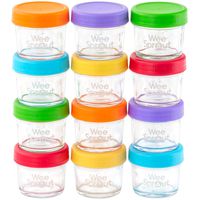 Glass Baby Food Storage Containers | Set of 12 | 4 oz Glass Baby Food Jars with Lids | Freezer Storage | Reusable Small Glass Baby Food Containers | Microwave & Dishwasher Safe | for Infant & Babies