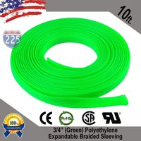 Wire Conduit 10 FT 3/4" Green Expandable Wire Cable Sleeving Sheathing Braided Loom Tubing US