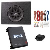 Kicker 10" 300W Subwoofer + Q Power Truck Enclosure + Boss 1100W A/B Amplifier