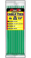Pro Tie GR8SD100 8-Inch Green Standard Duty Color Cable Tie, Green Nylon, 100-Pack