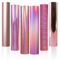 Rose Gold Vinyl,Holographic Opal Chrome Rose Gold Adhesive Craft Vinyl, Permanent Rose Gold Vinyl Sheets 12 Inch X 12 Inch ，6 Sheets for Cricut and Silhouette, Cameo,Rose Gold