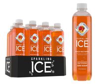Sparkling Ice Peach Nectarine Sparkling Water, with antioxidants and vitamins, Zero Sugar, 17 FL OZ Bottles (Pack of 12)