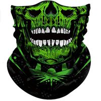 Obacle Skull Face Mask Half Sun Dust Wind Protection, 3D Tube Mask Seamless Durable Face Mask Bandana Skeleton Face Mask Motorcycle Bike Riding Cycling (Skull Green Face White Teeth Open Mouth)