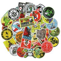 Roberly Zombie Stickers, 50 Pack Zombie Outbreak Waterproof Vinyl Stickers Laptop Stickers Cool Horror Style Decals Motorcycle Bicycles Luggage Skateboard Stickers