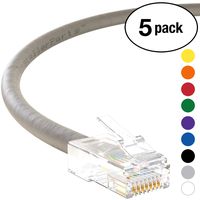InstallerParts (5 Pack) Ethernet Cable CAT5E Cable UTP Non-Booted 2 FT - Gray - Professional Series - 1Gigabit/Sec Network/Internet Cable, 350MHZ