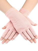 Maxdot Sunblock Fingerless Gloves Non-slip UV Protection Driving Gloves Summer Outdoor Gloves for Women and Girls (Pink)