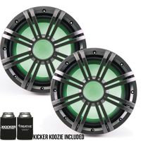 KICKER 10 Inch KM-Series Marine 4 Ohm Subwoofer 41KMW104LC with Free LED Remote Controller Bundle