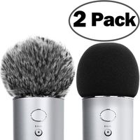 ChromLives Microphone Cover for Blue Yeti Furry Windscreen +Foam Cover Compatible with Blue Yeti, Yeti Pro Condenser (Furry & Foam Combo 2Pack)