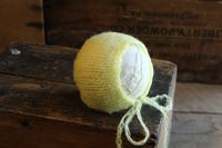 Newborn Mohair Bonnet, Photography Prop (Pale Yellow)