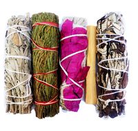 MAMA WUNDERBAR Smudge Kit - White Sage, Cedar, Flower Sage, Yerba Santa, Palo Santo. Home Cleansing, Blessing, Manifesting, Love