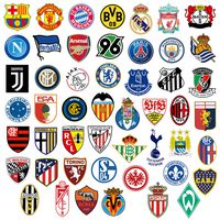 50pcs Football Team Logo Fans Stickers for Laptop Water Bottle Luggage Snowboard Bicycle Skateboard Decal for Kids Teens Adult Waterproof Aesthetic Stickers (Football Team Logo)