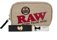 RAW"Small" Smell Proof Smokers Pouch, Wu-Tang Rolling Papers, with Hippie Butler Grinder Card