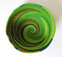 African Zulu woven telephone wire bowl - Extra small round - Green - Gift from Africa