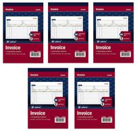 Adams Invoice Book, 2-Part, Carbonless, 5-9/16 x 8-7/16 Inches, 50 Sets per Book, 5 Books, 250 Sets Total (DC5840)