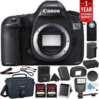 Canon EOS 5DS R Digital SLR Camera (Body Only)- Bundle with 2X 64GB Memory Cards + Spare Battery + Digital Slave Flash + More (International Version)