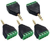 AAOTOKK 4 Pole 3.5mm Screw Terminal 3.5mm (1/8) Stereo TRRS Audio Male to AV 4 Pin Female Screw Terminal Double Track Headphone Balun Solderless Converter Adapter(5 Pack/Male)