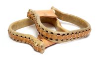 mroyalsaddles.com Western Saddle Leather Rawhide Covered Steel Oxbow Stirrups