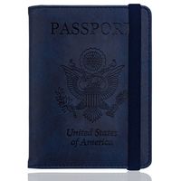 WALNEW RFID Passport Holder Cover Traveling Passport Case (Navy Blue)