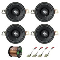 Car Speaker Package of 4X Kenwood KFC-835C 3.5" 2-Way 80 Watt 4-Ohm Black Dual Cone Car Audio Coaxial Speakers - Bundle Combo with 4X Adaptors for Select GM Vehicles + Enrock 50Ft Wire
