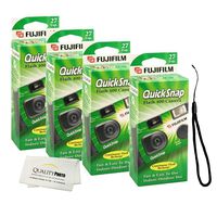 Fujifilm QuickSnap Flash 400 Disposable 35mm Camera + Quality Photo Microfiber Cloth (4 Pack)