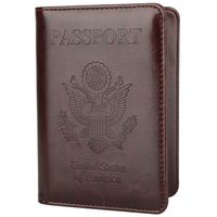 GDTK Leather Passport Holder Cover Case RFID Blocking Travel Wallet (Coffee)