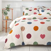 Uozzi Bedding King Comforter Set with Dots & Love Hearts for Valentine's Day, 100% Microfiber Hypoallergenic Duvet Insert 102x88 Bedding Set