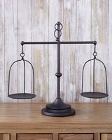 The Lakeside Collection Farmhouse Scale Candleholder - Unique Centerpiece Stand with Vintage Style