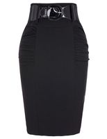 Belle Poque Plus Size Stretchy Pencil Skirts Slim Fit Stretchy Office Pencil Skirt Black, X-Large KK271-1
