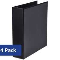 AmazonBasics Heavy-Duty D-Ring Binder - 2 Inch, Black, 4-Pack