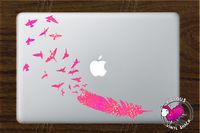Feather Turning into a Flock of Birds (PINK SPARKLES) Vinyl Decal Stickers for MacBook Laptop Car Love Forever Birds Always Relationships Feathers Peace Tough Strength Strong Strength Hope Inspiration Dreamer Love Bird Flying