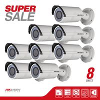 NEW! 8 Hikvision DS-2CD2620F-IS Bullet Network Camera 2MP, Full HD 1920X1080P, 2.8-12mm Varifocal, PoE/12VDC, IP66 Weatherproof, IR LEDs Up to 30 Meters, Micro SD/SDHC/SDXC Card Slot, True Day/Night