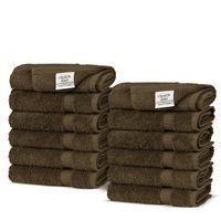Chakir Turkish Linens Turkish Cotton Luxury Hotel & Spa Bath Towel, Wash Cloth - Set of 12, Cocoa