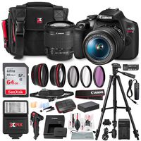 Canon T7 EOS Rebel DSLR Camera with EF-S 18-55mm f/3.5-5.6 is II Lens and UV Filter Set + Battery Power Kit & 64GB SD Card Deluxe Accessory Bundle