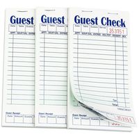 [50 Pads, 50 Sheets/Pad] Single Part Guest Checks Pad for Restaurants, Perforated 1 Part Green and White Check with Bottom Guest Receipt for Bars, Cafes and Restaurant Orders