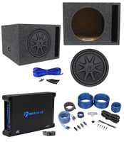 Kicker 44CVX124 CVX 12" 750w RMS Car Subwoofer+Vented Sub Box+Amplifier+Wire Kit