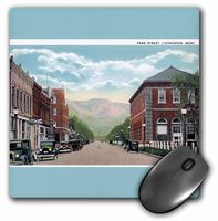3dRose LLC 8 x 8 x 0.25 Inches Mouse Pad, Park Street Livingston Montana Street Scene with Antique Cars (mp_170273_1)