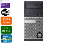 Dell Optiplex 9020 Mini Tower Desktop PC, Intel Core i7-4770-3.4 GHz, 32GB Ram, 1TB (1000GB) SSD Drive, WiFi, DVD-RW, Windows 10 Pro (Renewed)