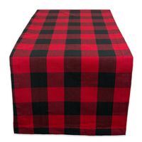 DII Cotton Buffalo Check Table Runner for Family Dinners or Gatherings, Indoor or Outdoor Parties, & Everyday Use (14x72",  Seats 4-6 People), Red & Black