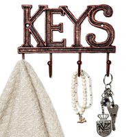 Comfify Key Holder - Keys - Wall Mounted Key Hook - Rustic Western Cast Iron Key Hanger - Decorative Key Organizer Rack with 4 Hooks - with Screws and Anchors - 6x8 inches