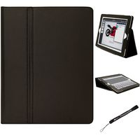 eBigValue Deluxe Black Smart Faux Leather Kickstand Portfolio Padfolio Stand Alone Cover Case for Apple iPad 3 Tablet (All 3rd Generation Versions) and Includes a (TM) Determination Hand Strap