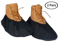 2 Pairs Non Slip waterproof Reusable shoe Covers for contrators and Carpet Floor Protection, Machine Washable. Large